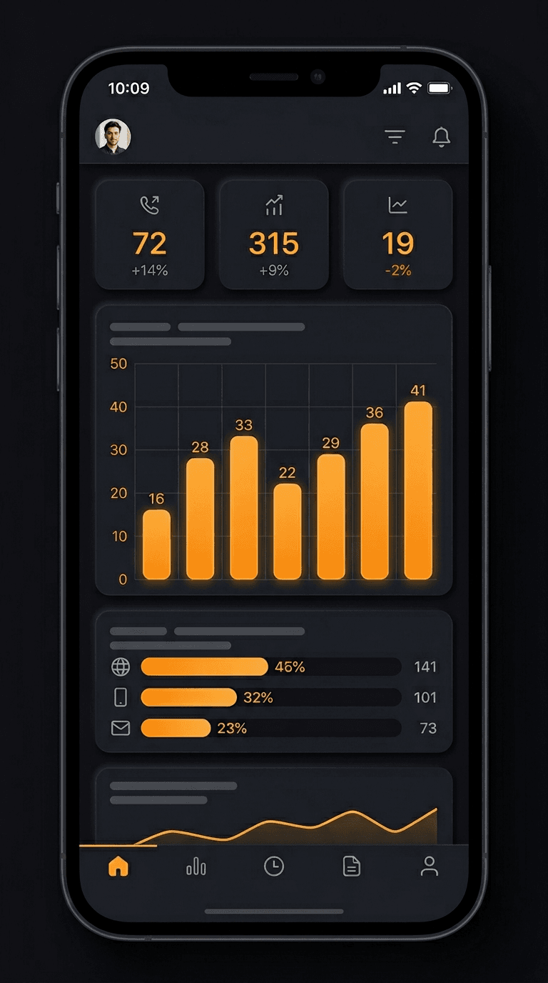 Professional dashboard interface showing lead recovery analytics